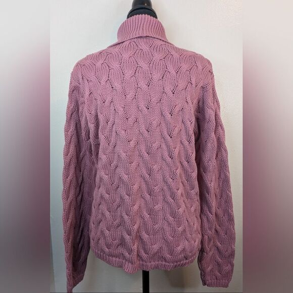 VTG Cable Knit Barbiecore Preppy Light Academia Cozycore Granny Chic Sweater M - Picture 5 of 7